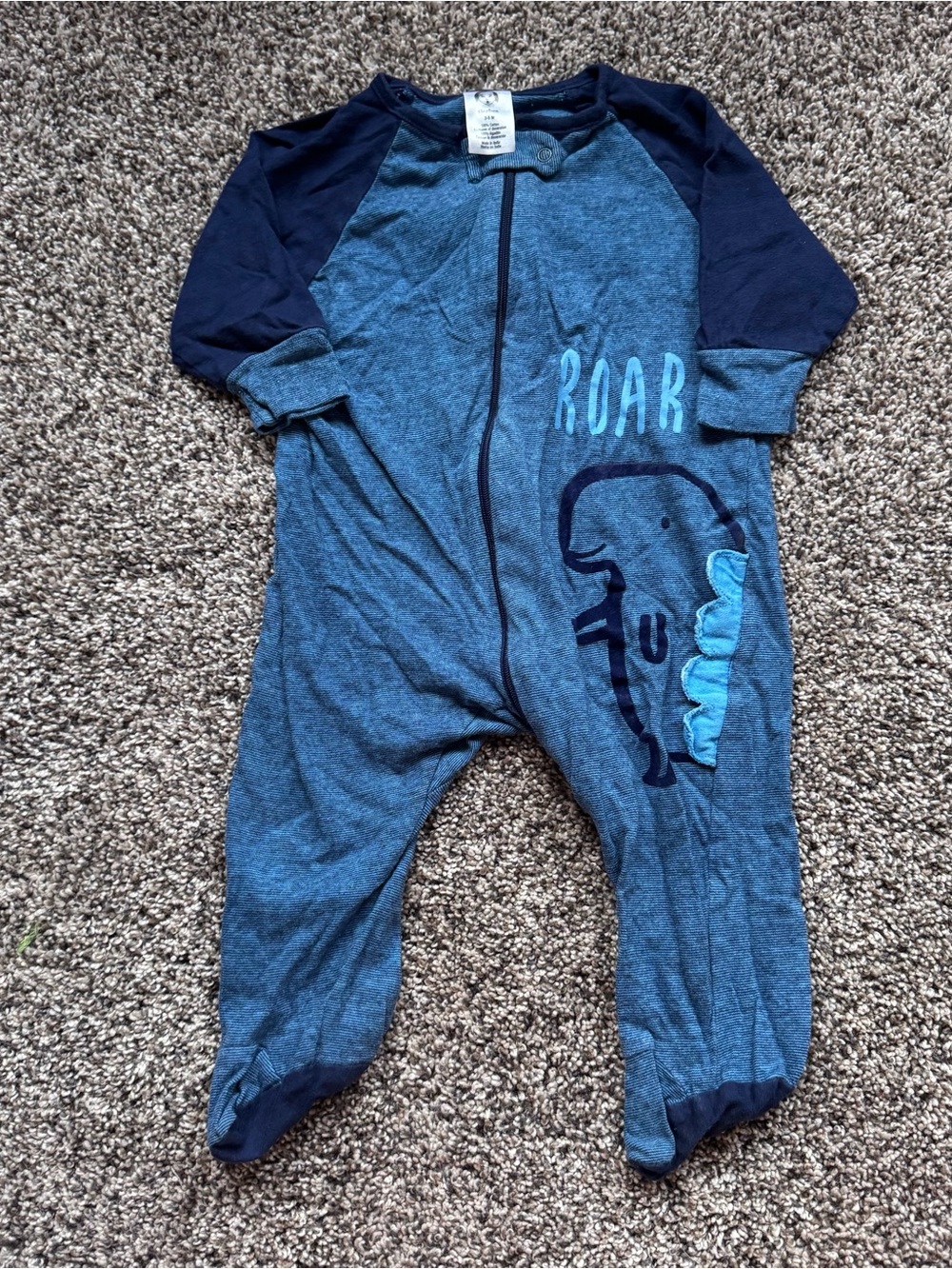 Gerber Navy and Blue Dinosaur 'Roar' Footed Pajamas